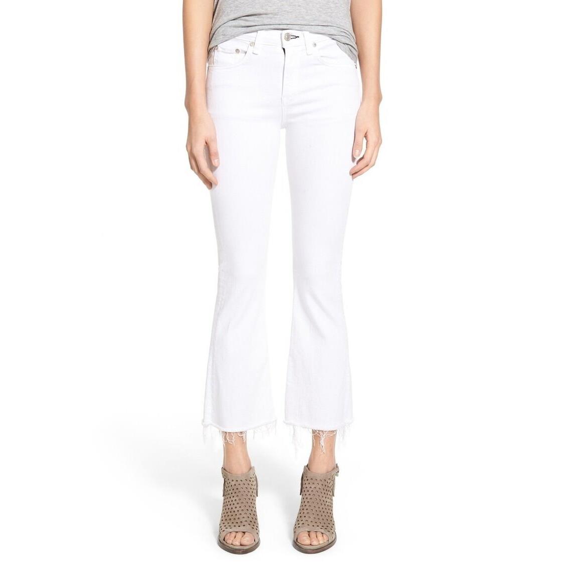 Rag Bone Women Jeans Bright White Flare Ladies Denim Pants Bell Bottoms