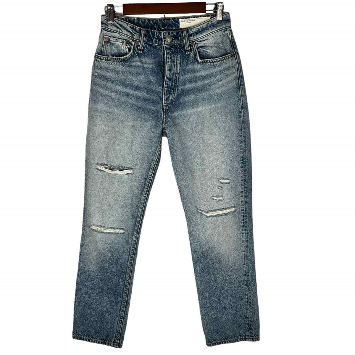 Rag Bone Nina High-rise Distressed Ankle Cigarette Jeans Women`s Size 26