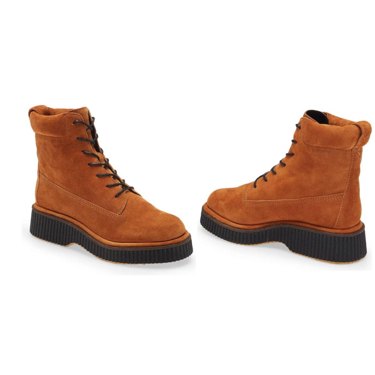 Women`s Rag Bone Sloane Suede Boots Eu 36.5 US 6.5 Orange Cinnamon Suede