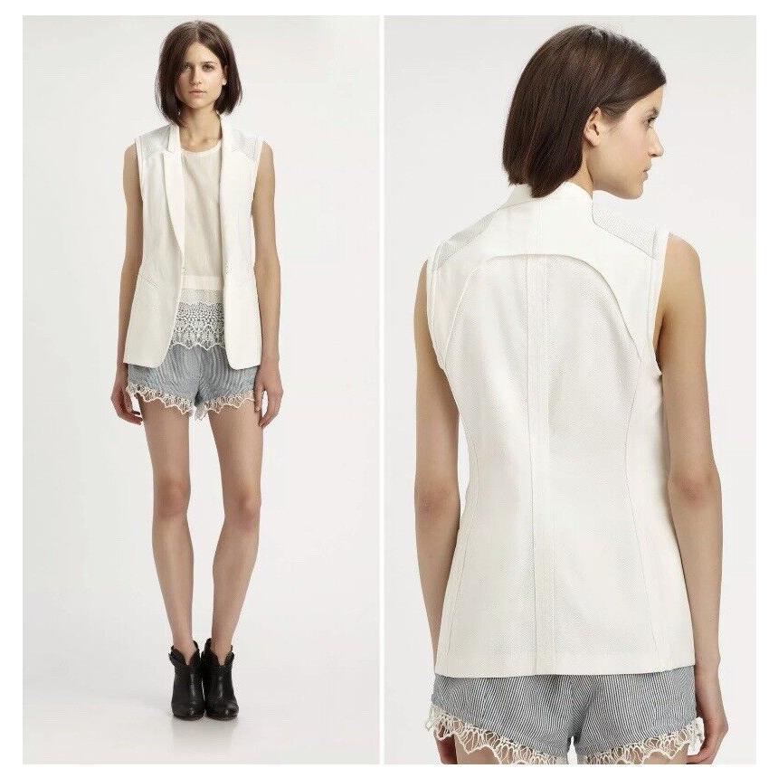 Retail Rag Bone Womens Medium Off White Vest Leather