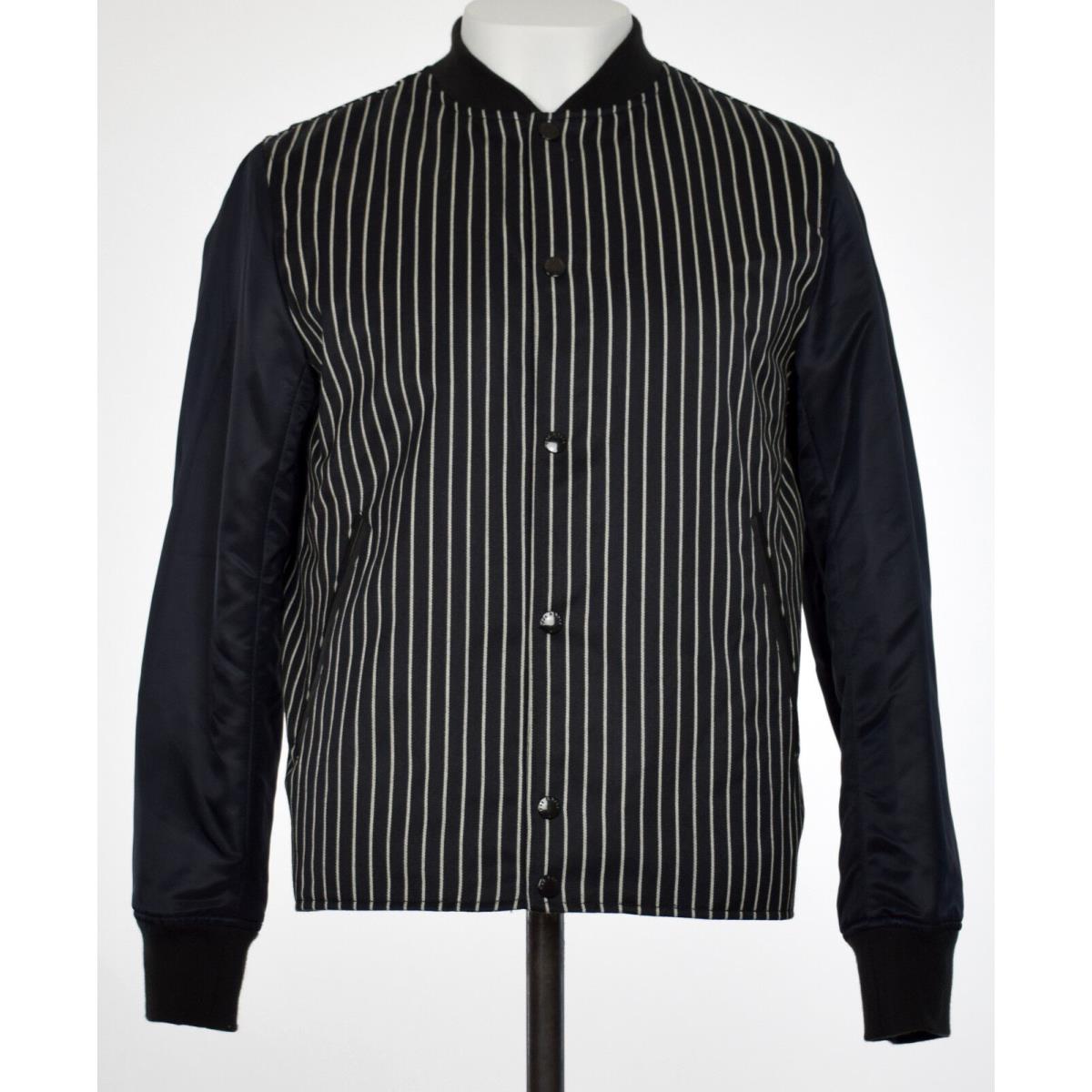 Rag Bone Mens Black White Stripe Irving Baseball Jacket M