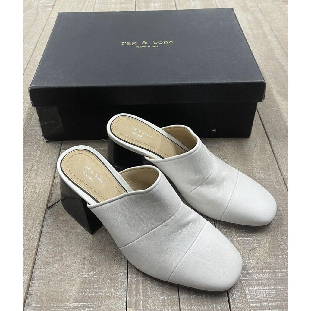 Rag Bone Millie Leather Heel Mule In White Size: 35 US 5