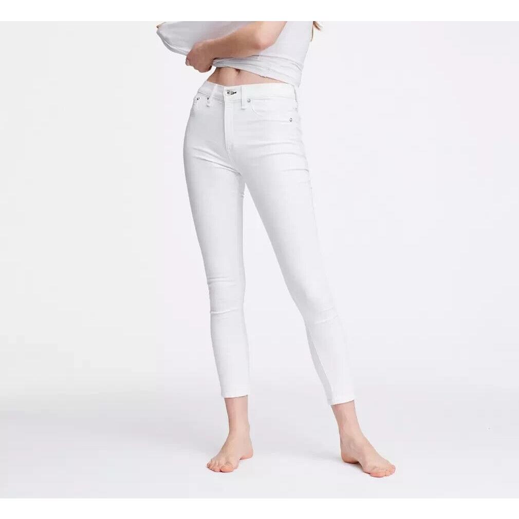 Rag Bone Jean High Rise Ankle Skinny White Jeans Women`s Size 24