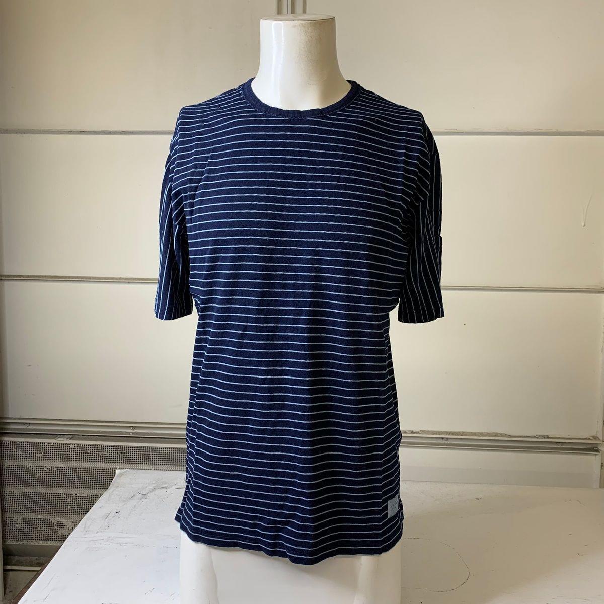 Rag Bone Indigo Stripe SS Tee Shirt Men`s Small Indigo Stripe