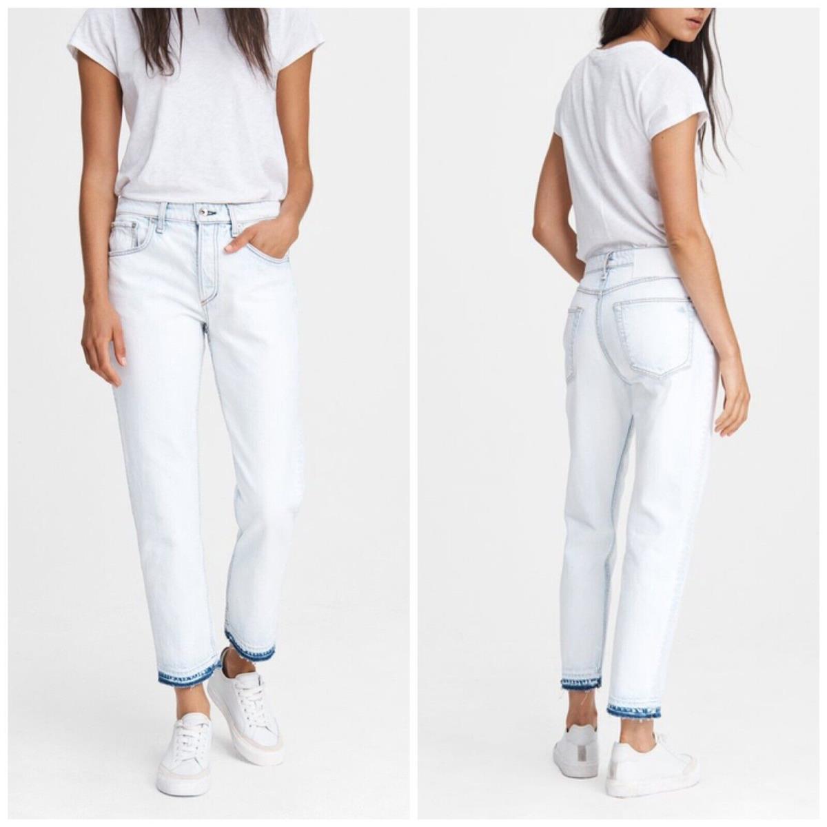 Rag Bone Rosa Mid Rise Boyfriend Jeans In Desert White Size:31