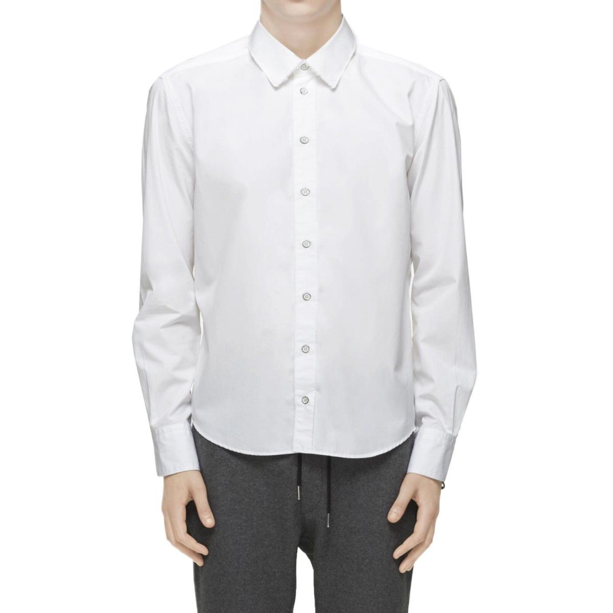 Mens Rag and Bone Tailored Fit Raw Edged White Poplin Dress Shirt 17