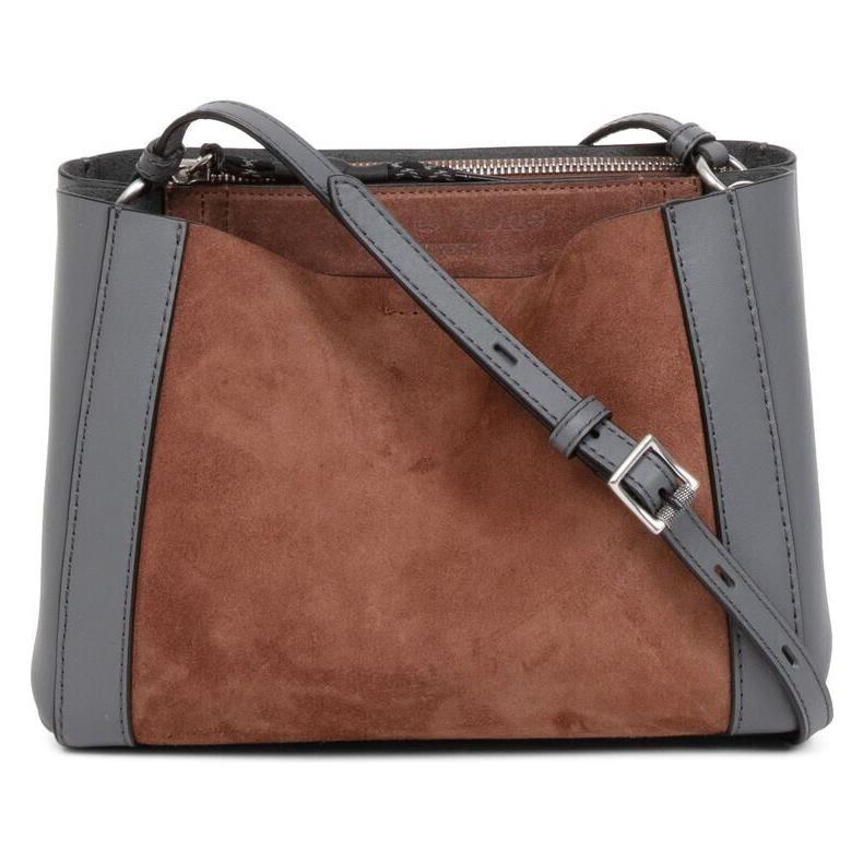 Rag Bone Praline Passenger Crossbody Suede/leather Bag Gray/cocoa Brown