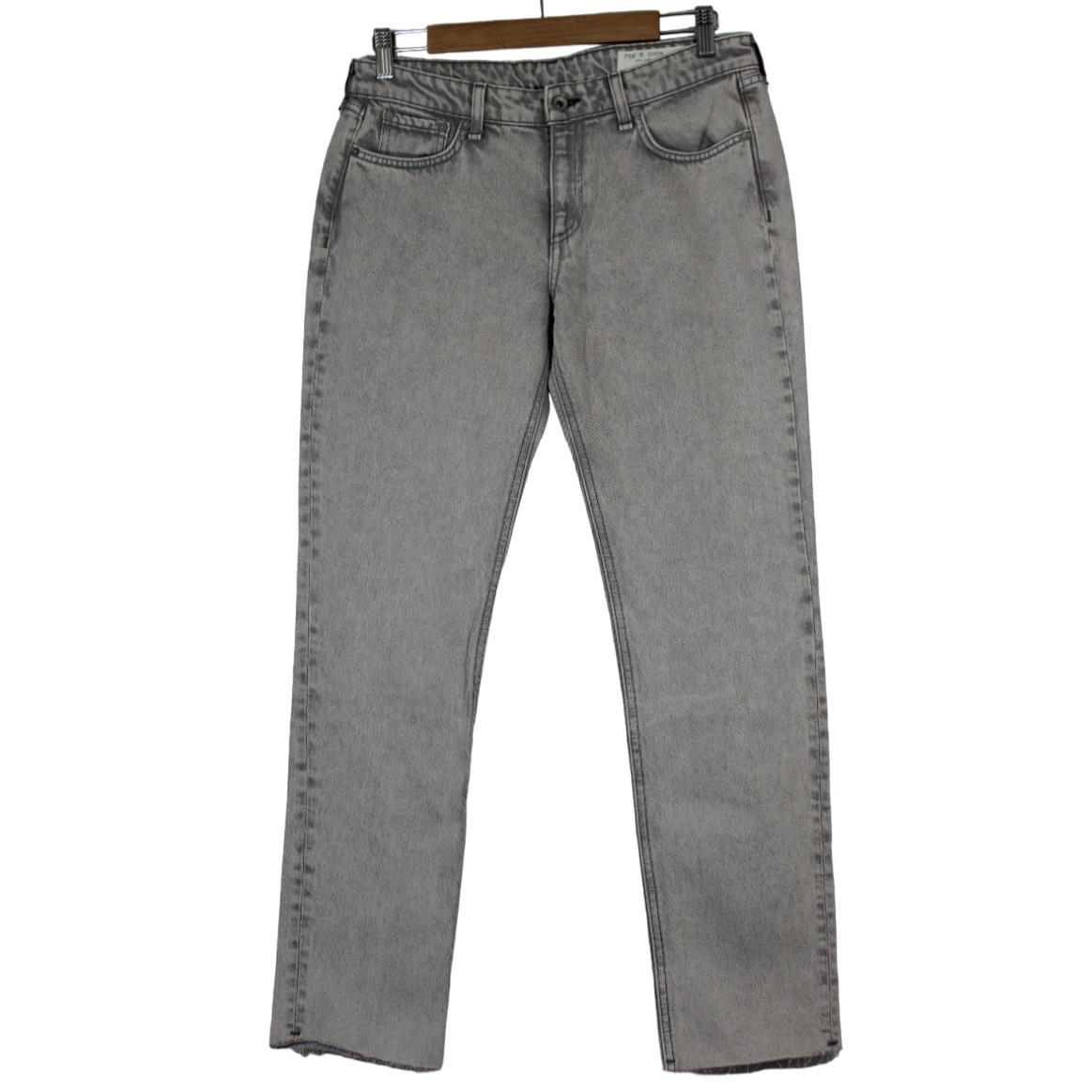 Rag Bone Women`s Gray Dre Low-rise Slim Leg Raw Hem Boyfriend Jeans Dust 28