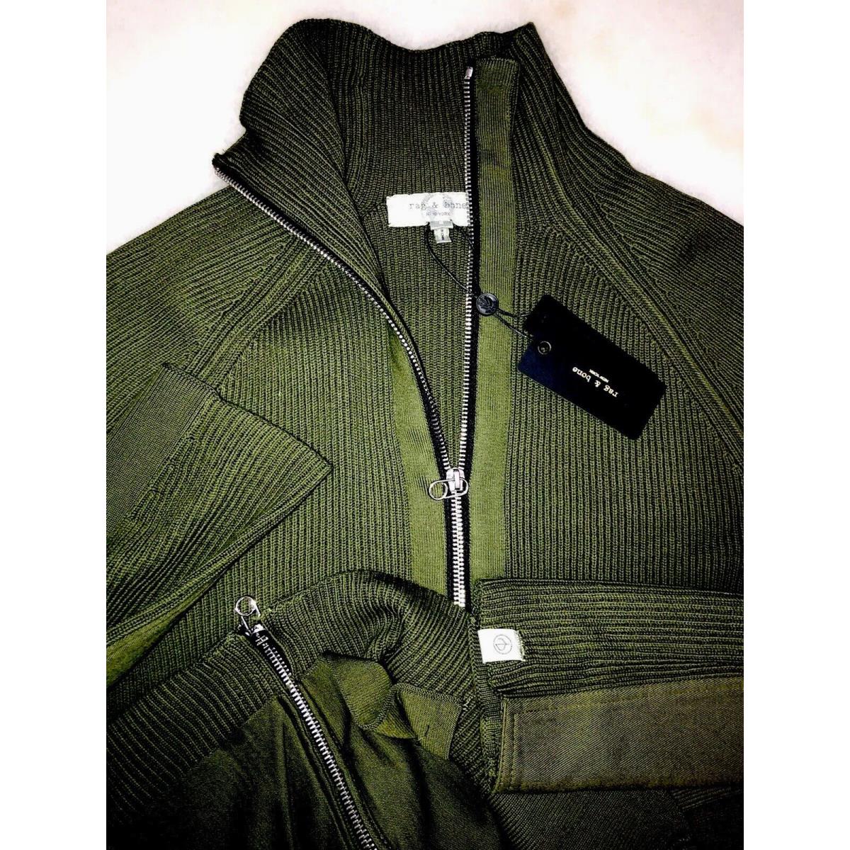 Rag Bone Dexter Andrew Olive Army Full Zip Cardigan Sweater Size M