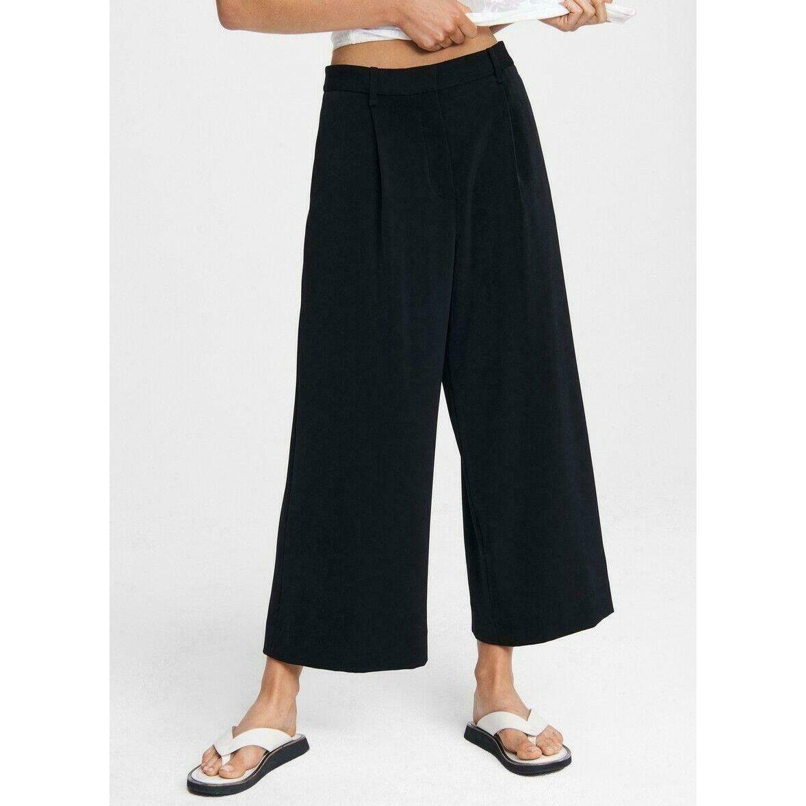 Rag Bone Sz6 Ivy Pleated Hi-rise Stretch Crepe Culotte Pant Black