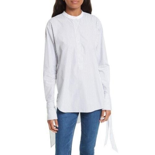 Rag Bone L113908 Dylan Womens White Long-sleeve Striped Poplin Shirt Size M