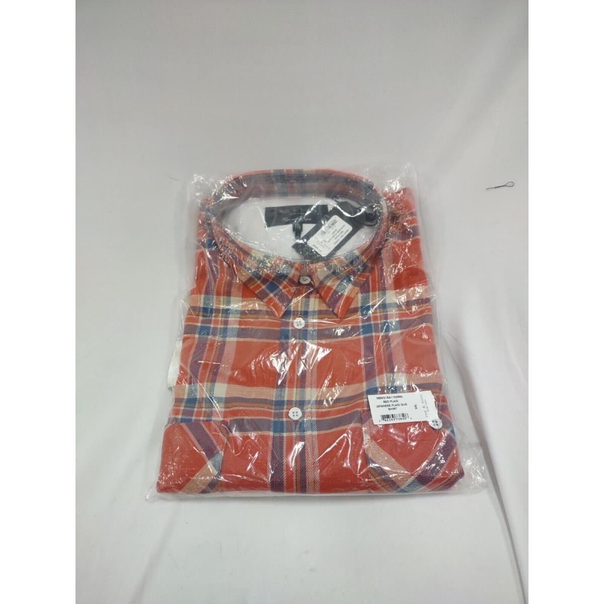 Red Plaid Japanese Plaid Gus Shirt Size Xxl Rag and Bone