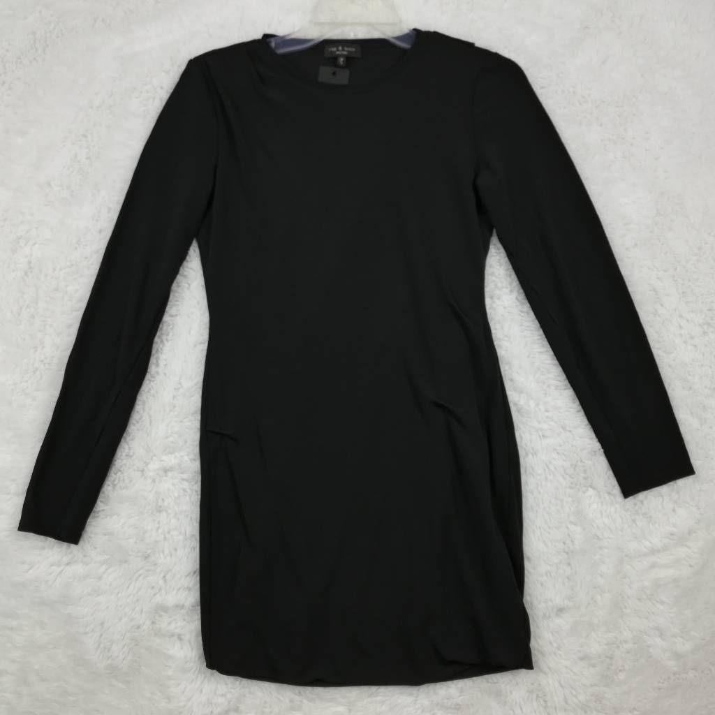 Rag Bone Womens T Shirt Dress Black Crew Neck Long Sleeve Above Knee M