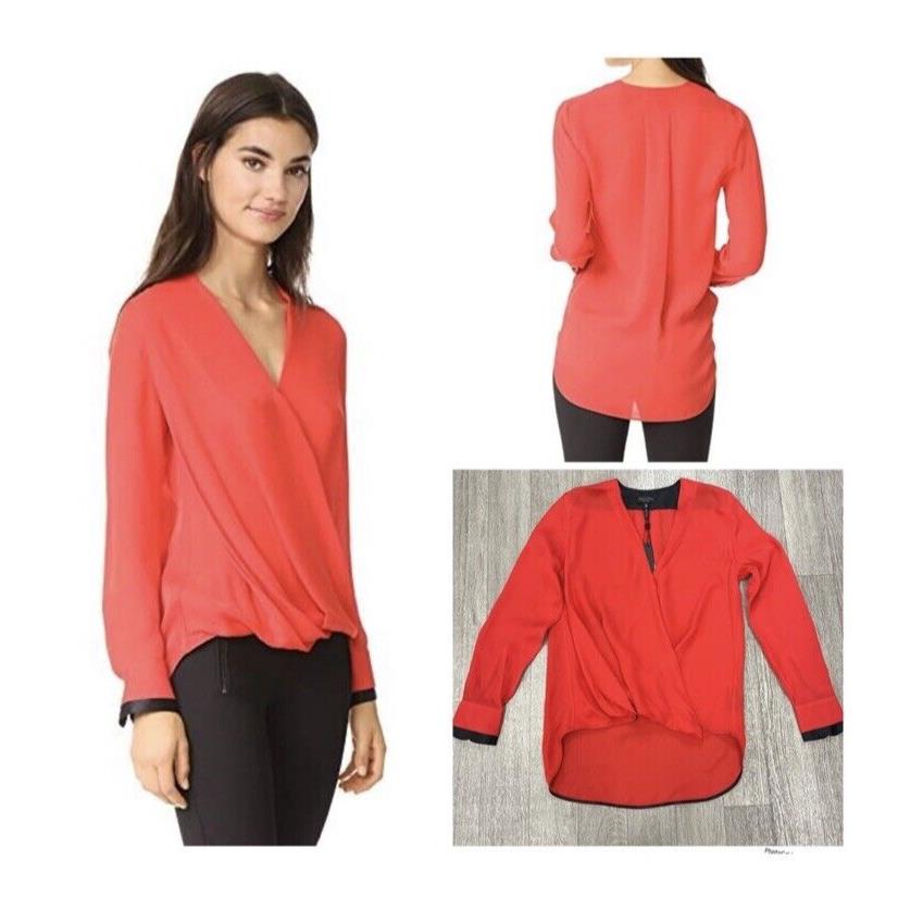 Rag Bone Silk High Low Victor Blouse In Royal Red Size: Medium