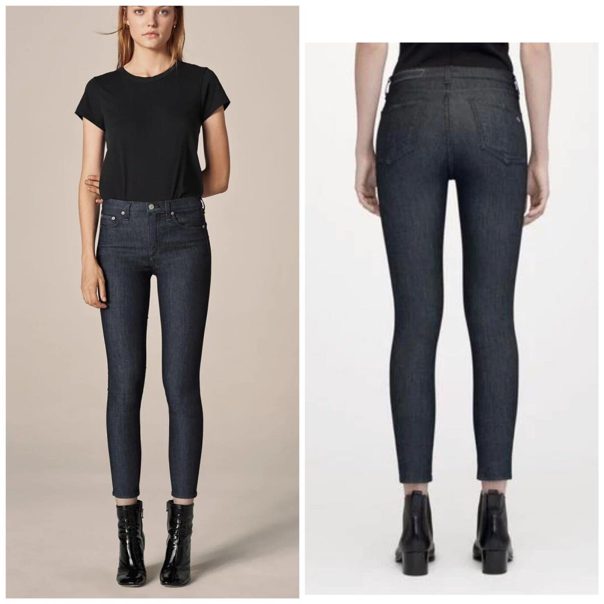 Rag Bone High Rise Ankle Skinny Jeans In Indigo Size: 29