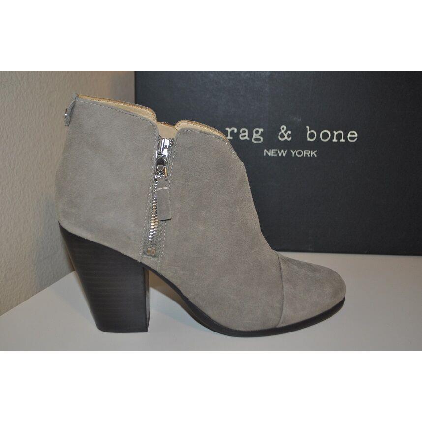 Rag Bone Margot Side Zip Bootie Boot Stone Waxy Grey Suede Eur 40