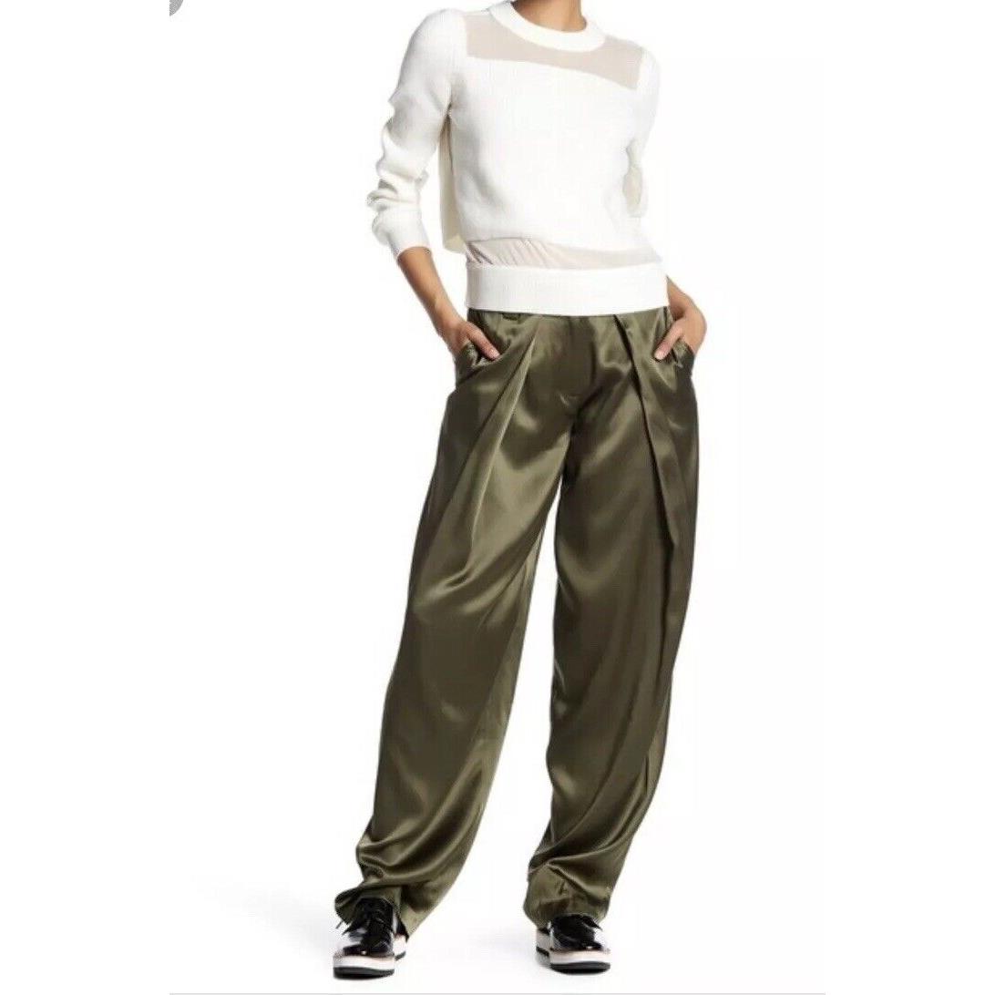 Rag Bone Carlos Draped Silk Pants Trousers In Army Green Sz 4 Rare