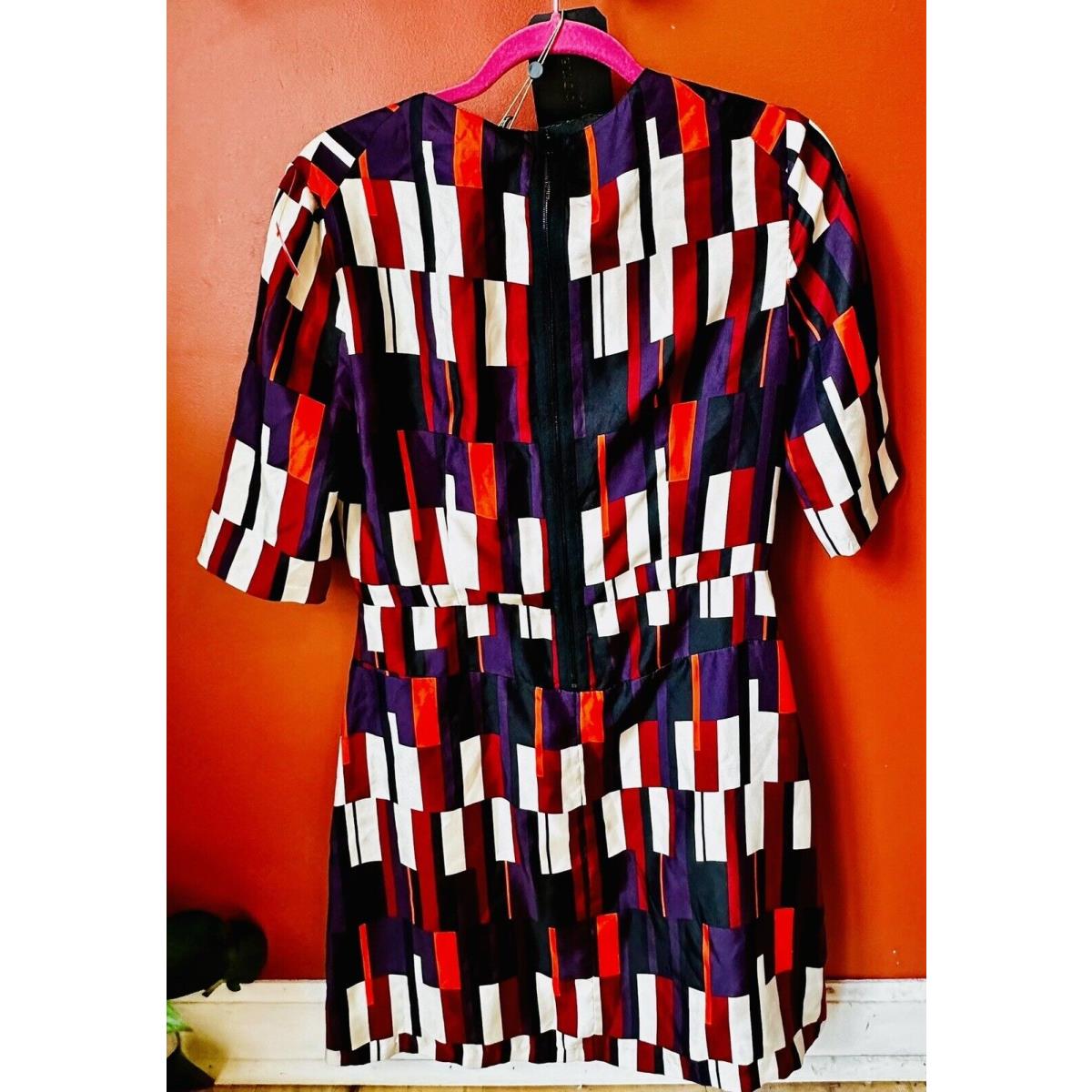 Rag Bone Dress Size 8 Anne Dress 3/4 Length Sleeve Red Purple White