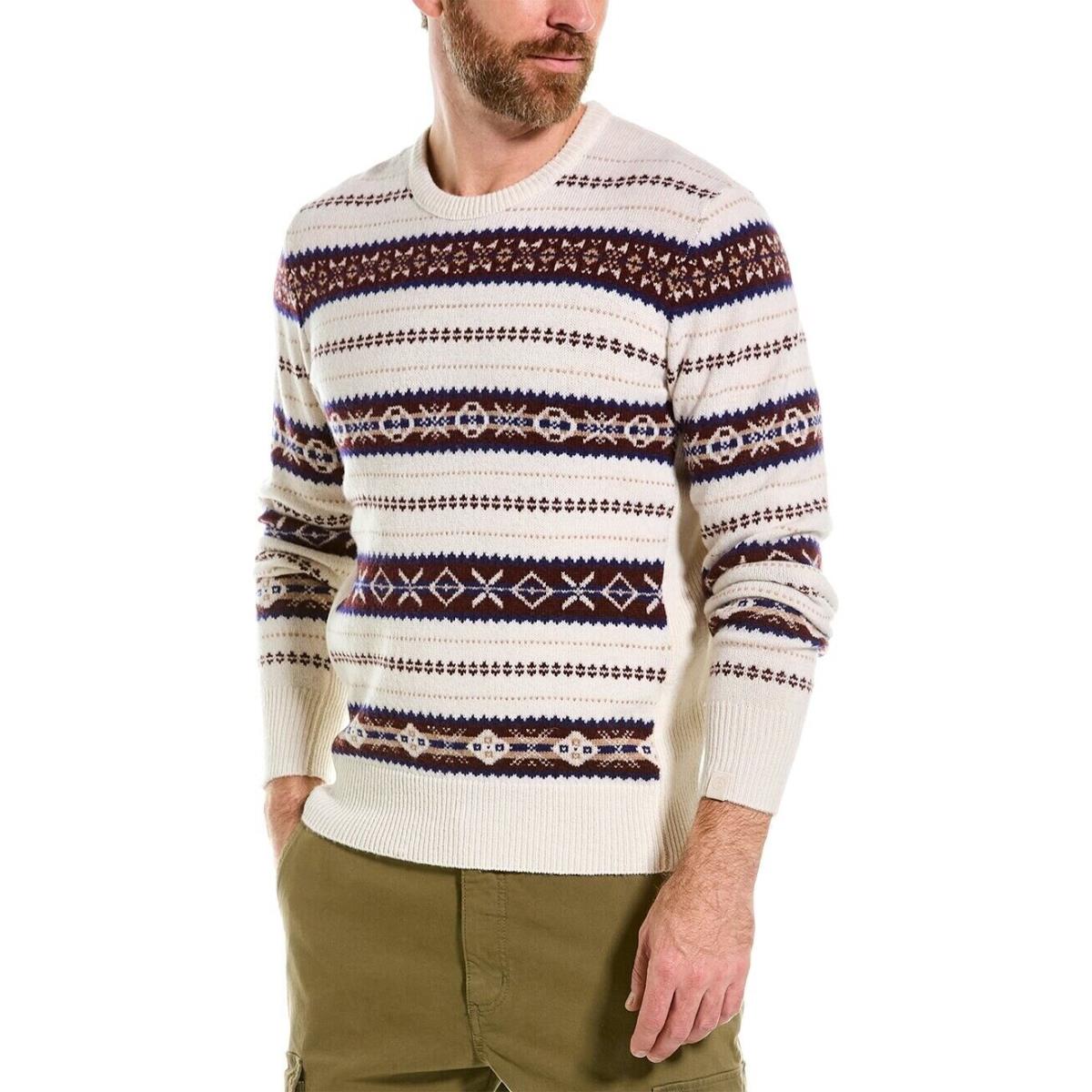 Rag Bone L103809 Mens White Wesley Fair Isle Wool Crewneck Sweater Size Xxl