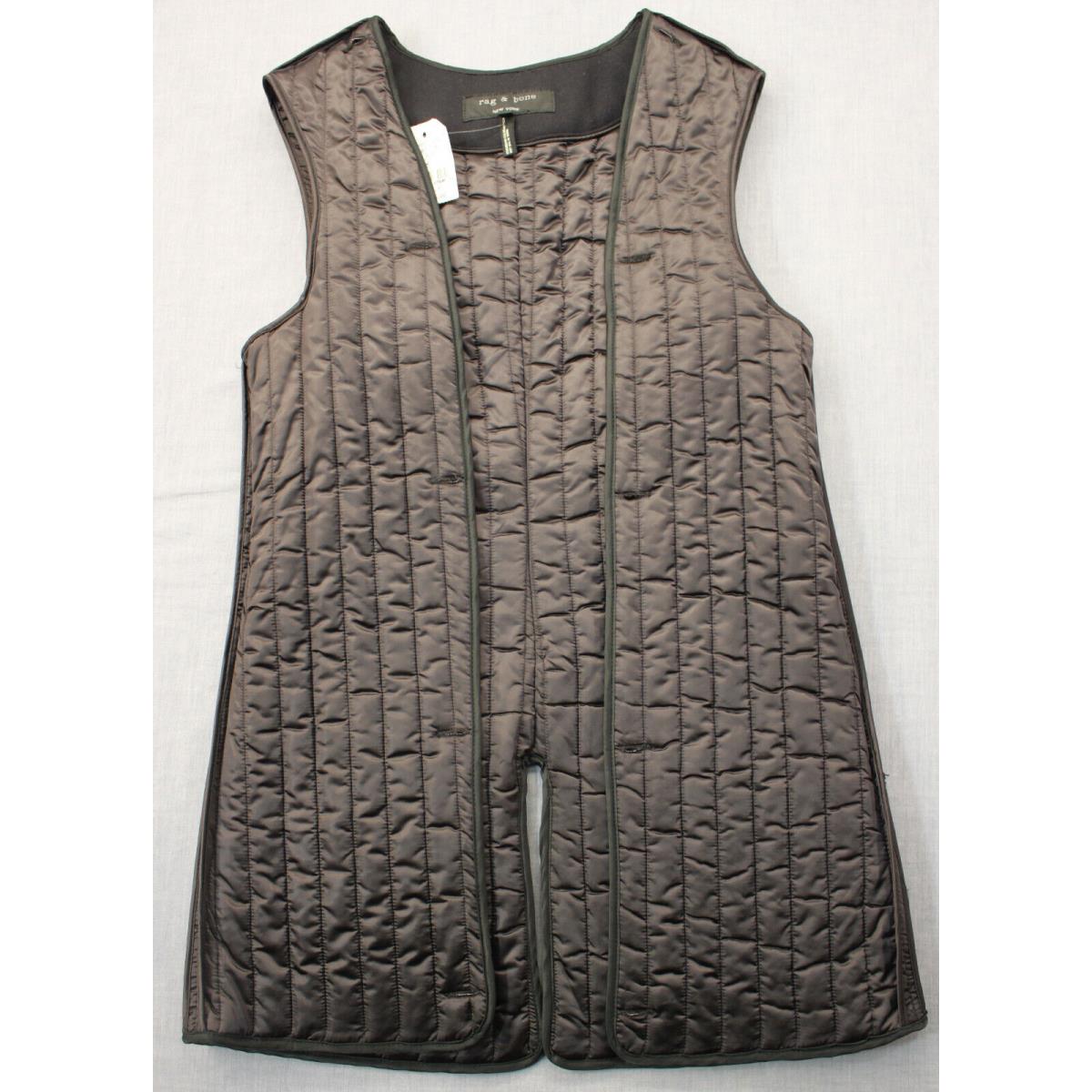 Rag Bone Made Usa Womens Black Peacoat Wool Quilted Inner Liner Vest Sz 4