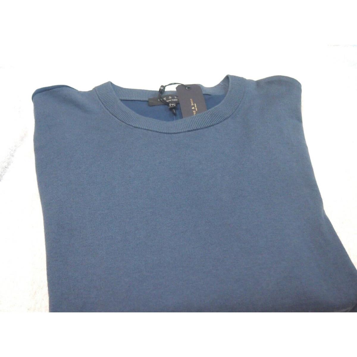 Rag Bone Washed Blue Barrow Crewneck Sweater Cotton Silk Blend Xxl