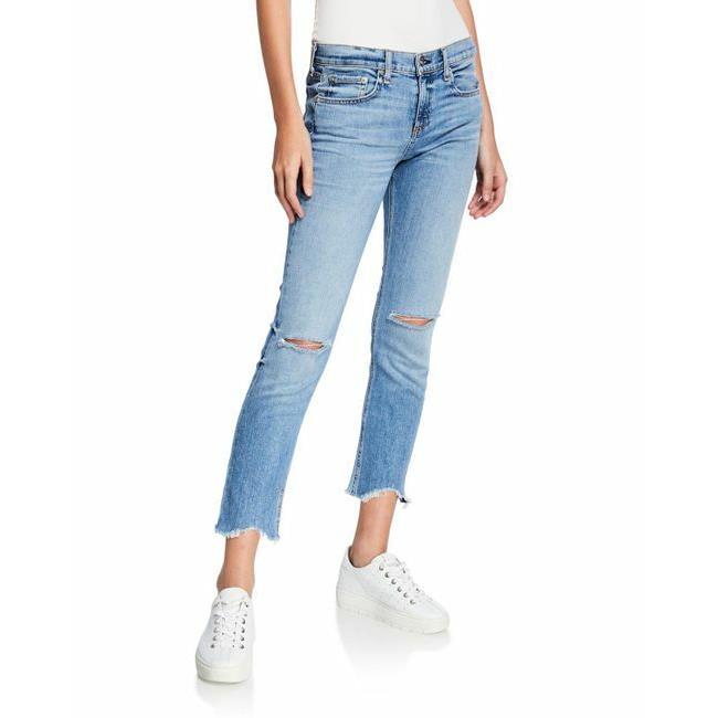 Rag Bone Ankle Dre Straight Jeans W/cutoff Hem Halsey W/holes sz.32