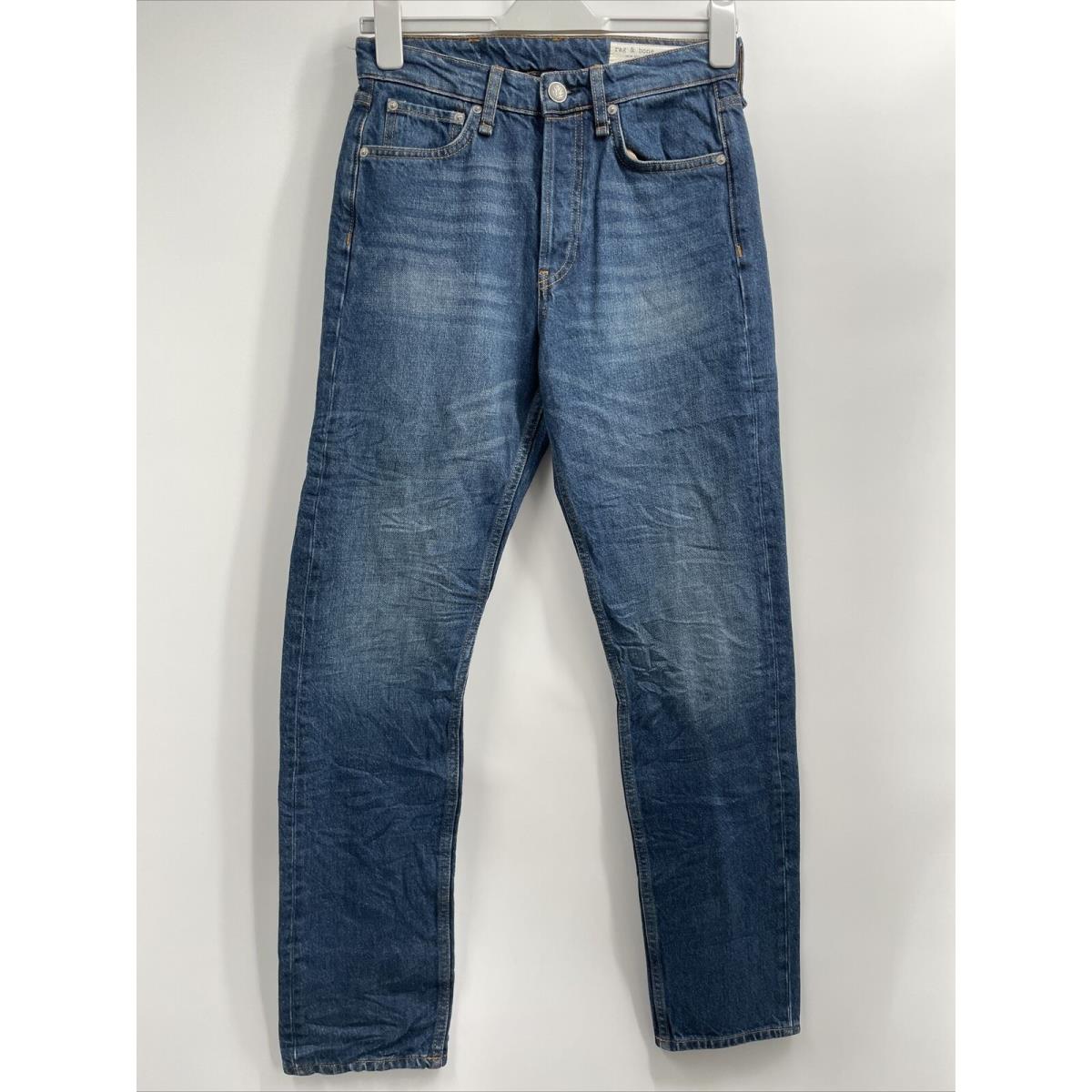 Rag Bone Women`s Blue Maya High Waist Ankle Slim Straight Leg Jeans Size 26