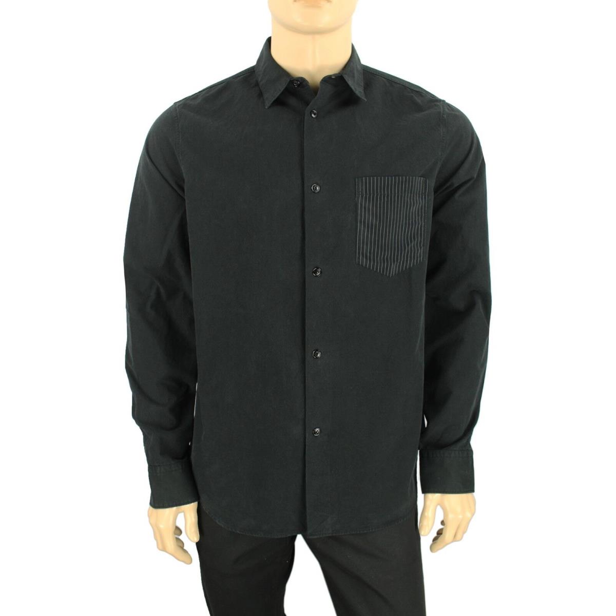 Mens Rag Bone Made IN Usa Black Cotton Pocket Drill Shirt L