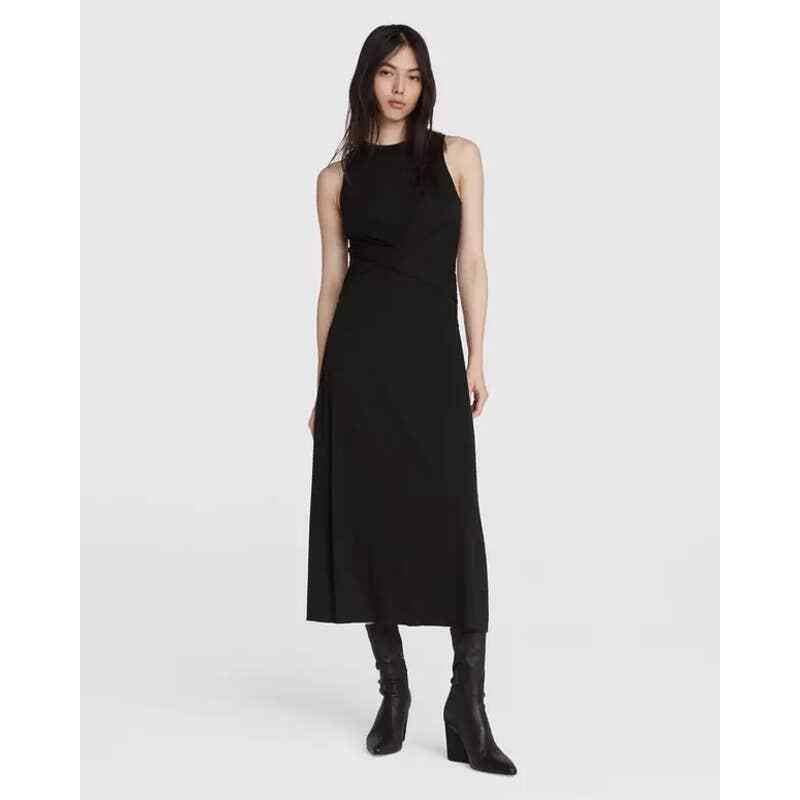 Rag Bone Rose Nylon Wrap Dress Black Women`s Size M