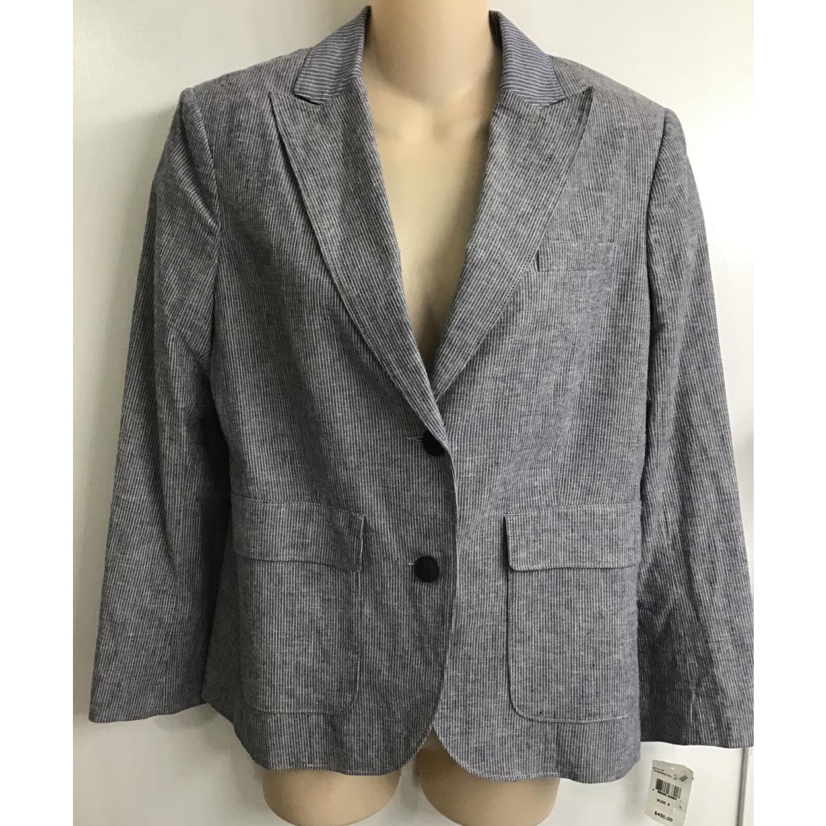 Rag and Bone Navy Nancy Blazer Single Breasted Cotton/ Linen Size 8