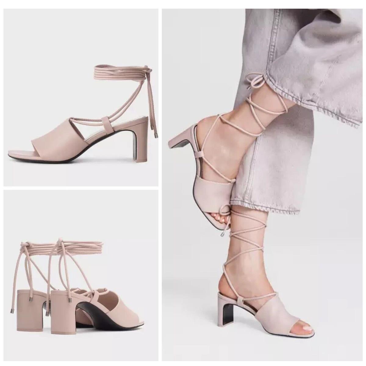 Rag Bone Emma Leather Tie Heel Sandal In Shasow Pink Size: 38 US 8