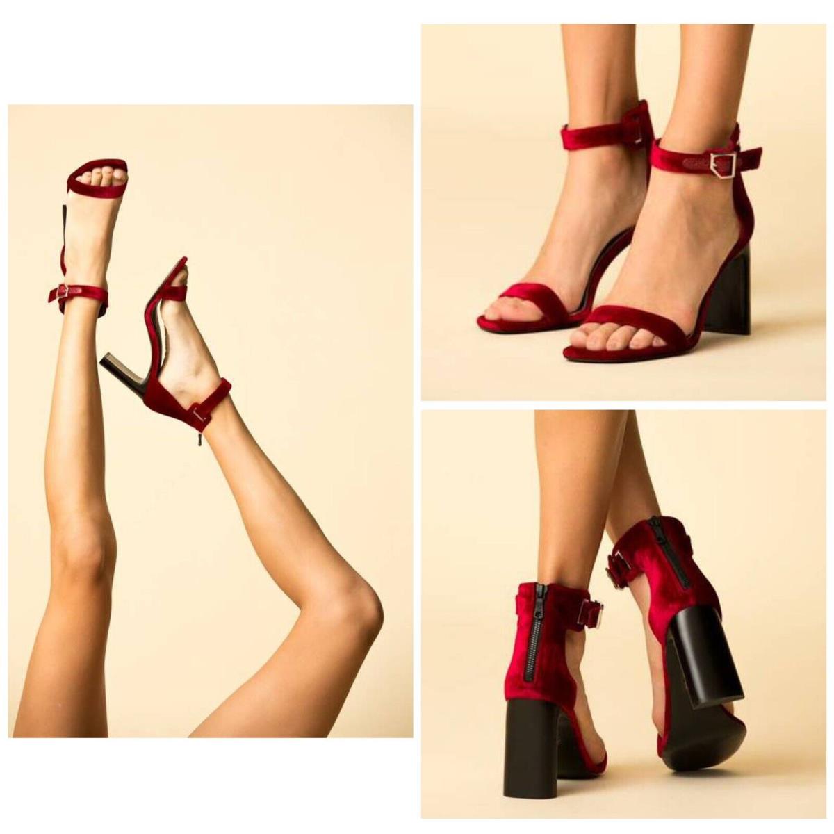 Rag Bone Ellis Heel Leather Sandal In Biking Red Velvet Size:37 US7