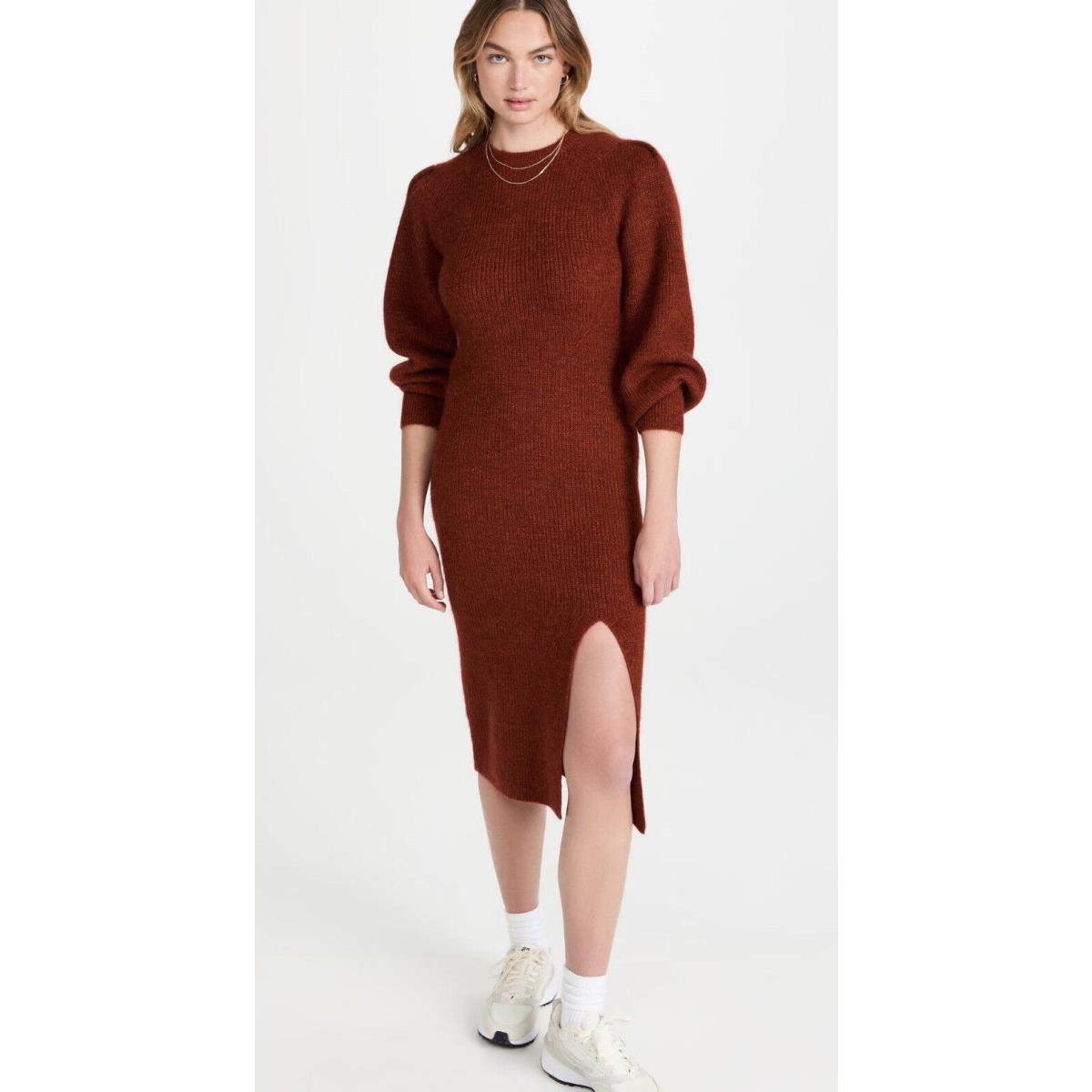 Rag Bone Liana Sweater Dress L Rust Alpaca Knit Long Sleeve Crew Neck Midi