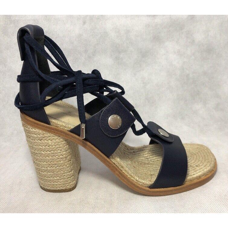 Rag Bone Women`s Eden Navy Leather Block Heel Sandal Size 38