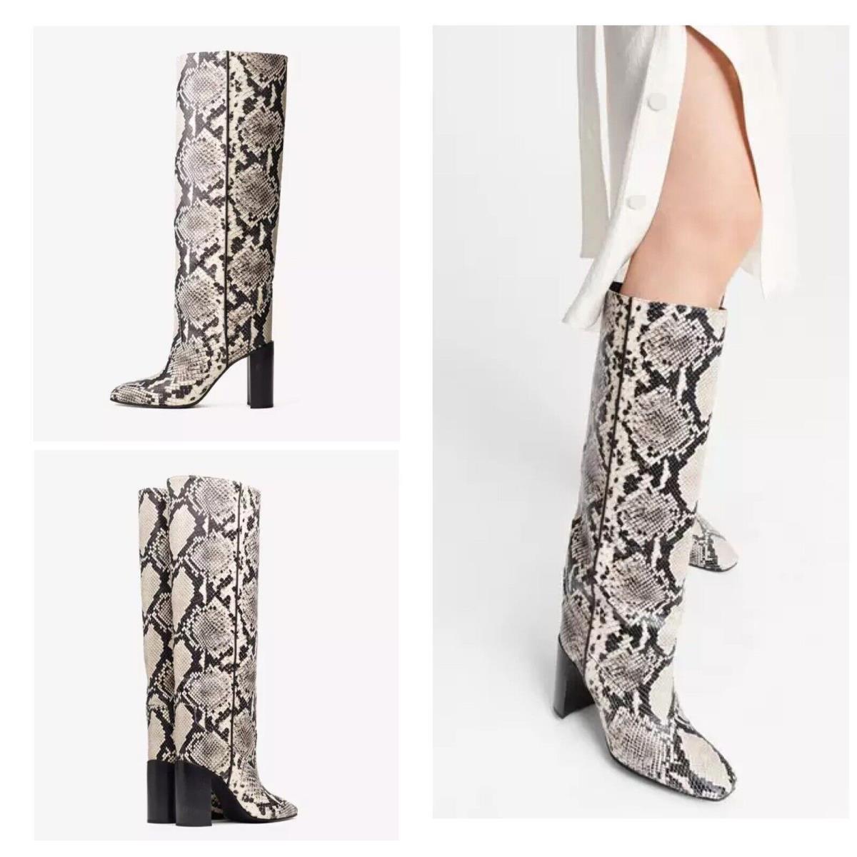 200 Rag Bone Aslen Tall Leather Boot In Snake Print Size:39.5 US 9.5