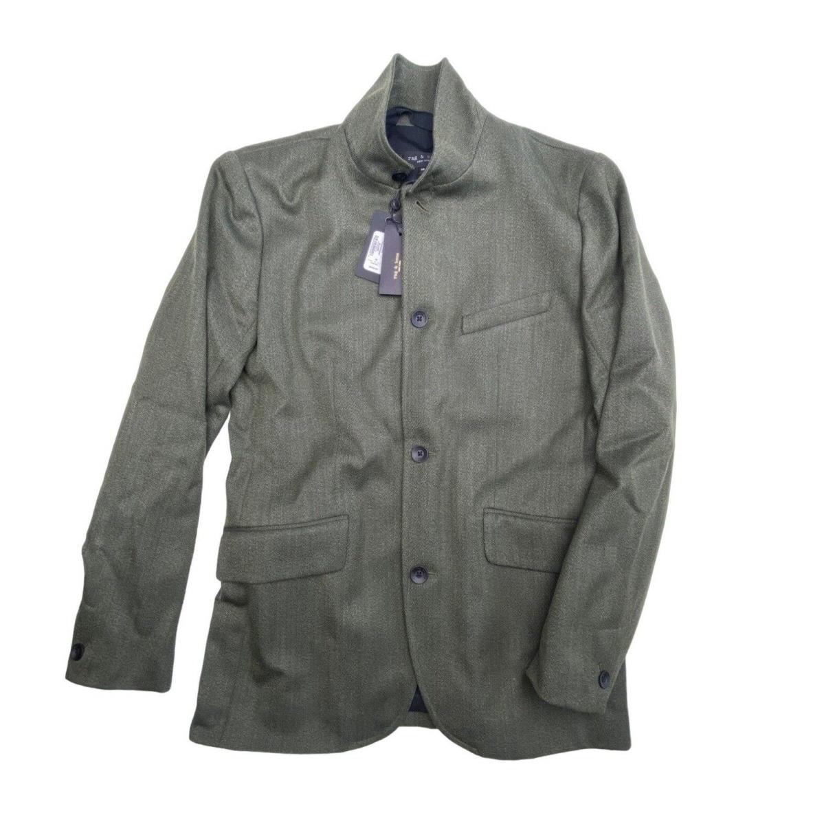 Rag Bone Parker Thornproof Virgin Wool Sport Coat Green Men`s Size 38