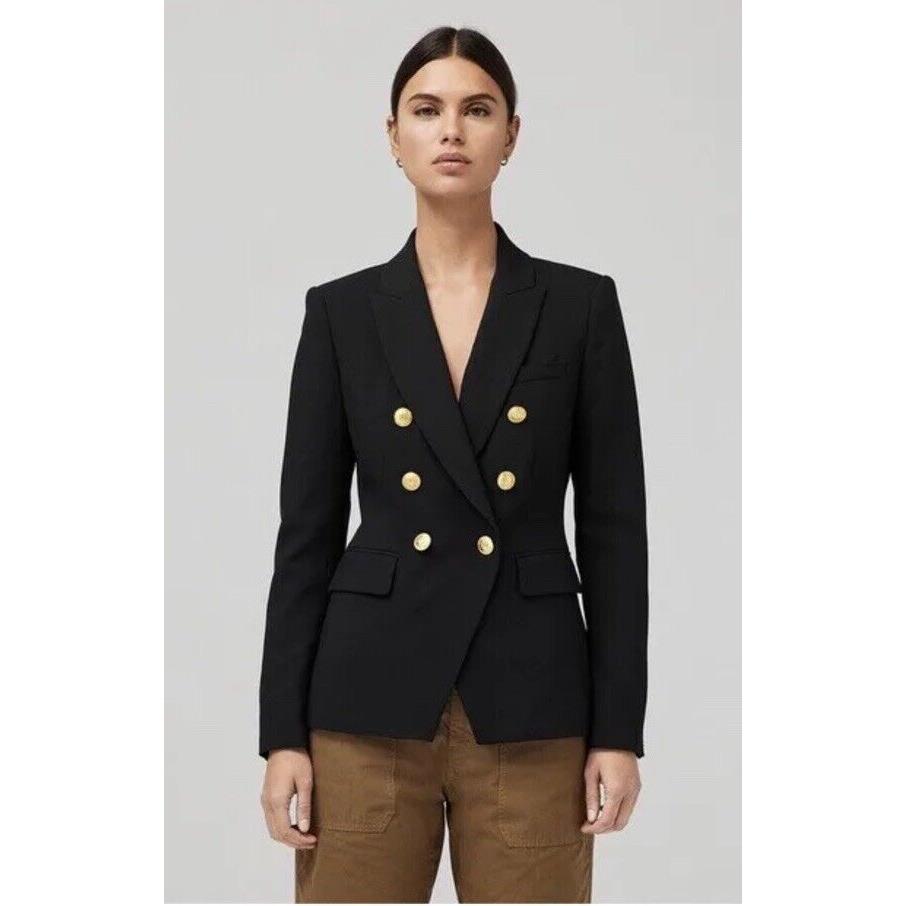 Rag Bone Classy Preston Crepe Blazer In Black Gold Buttons Size 12