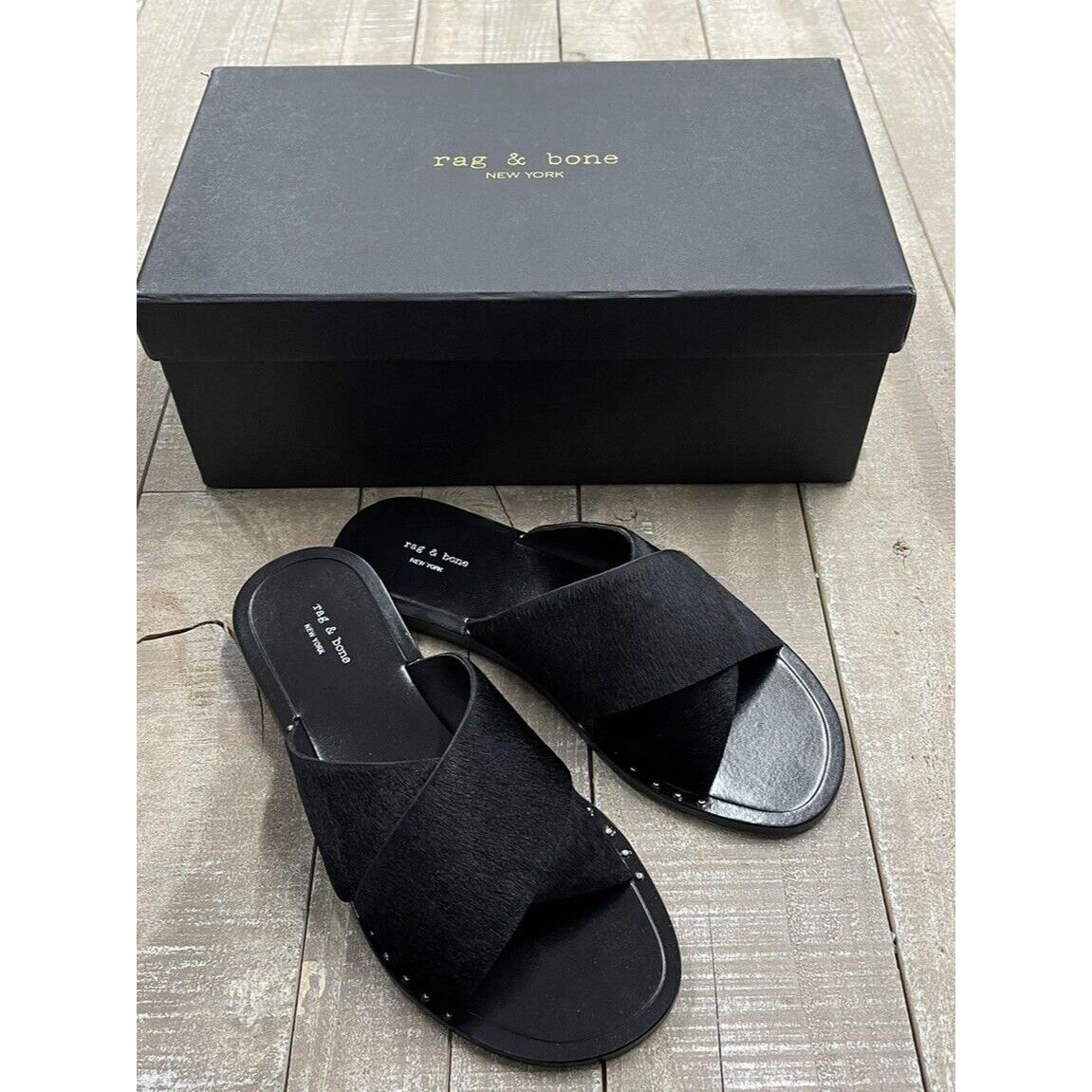 Rag Bone Keaton Slide Sandal In Black Pony Size: 35 US 5