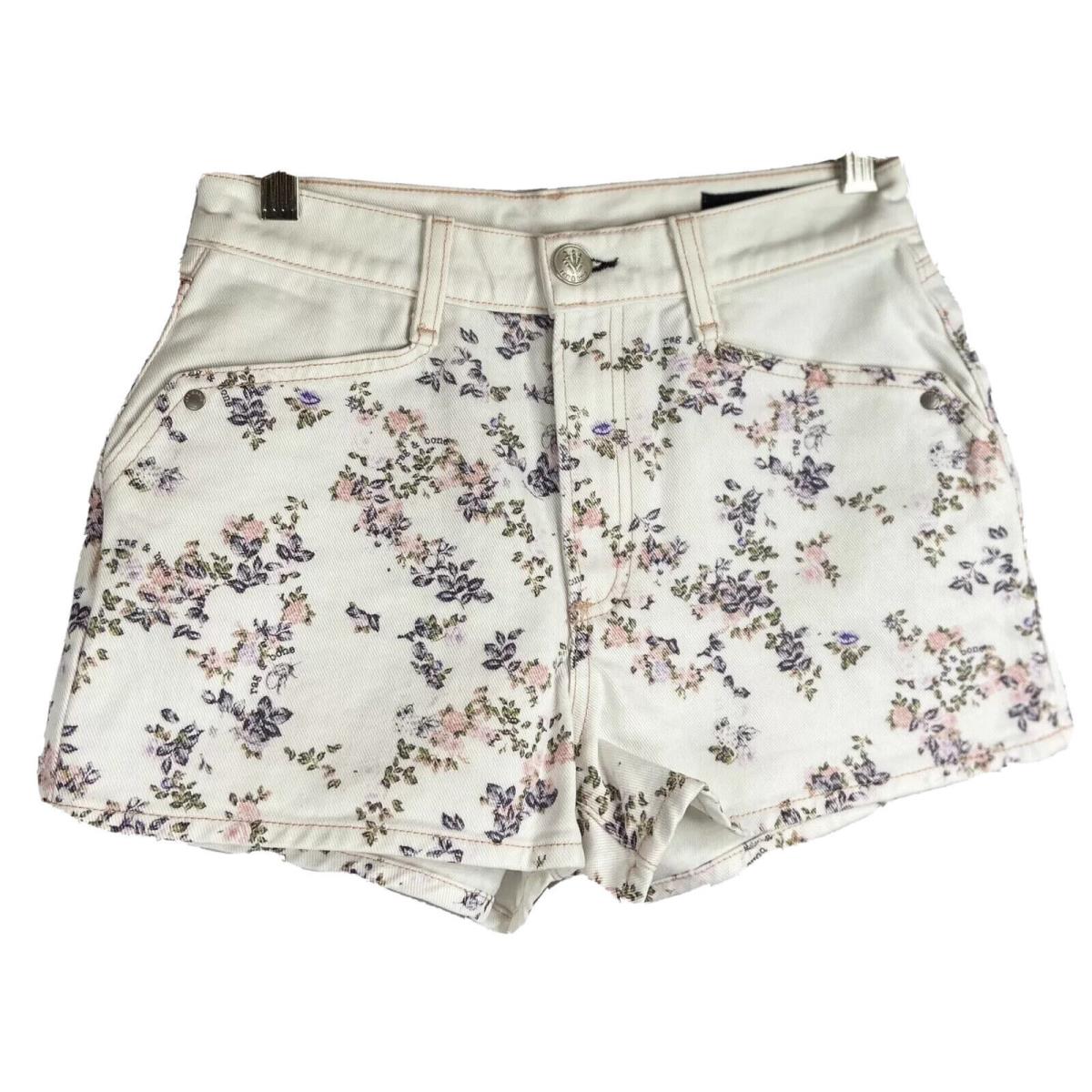 Rag Bone Micro Ellie Floral Denim Short Size 24 Color White / Multicolor Denim