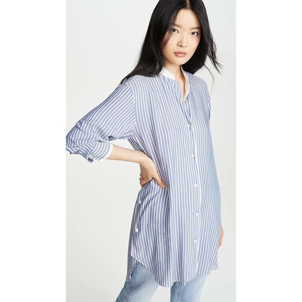 Rag Bone 276595 Women`s Margot Striped Tunic Blue Stripe XS