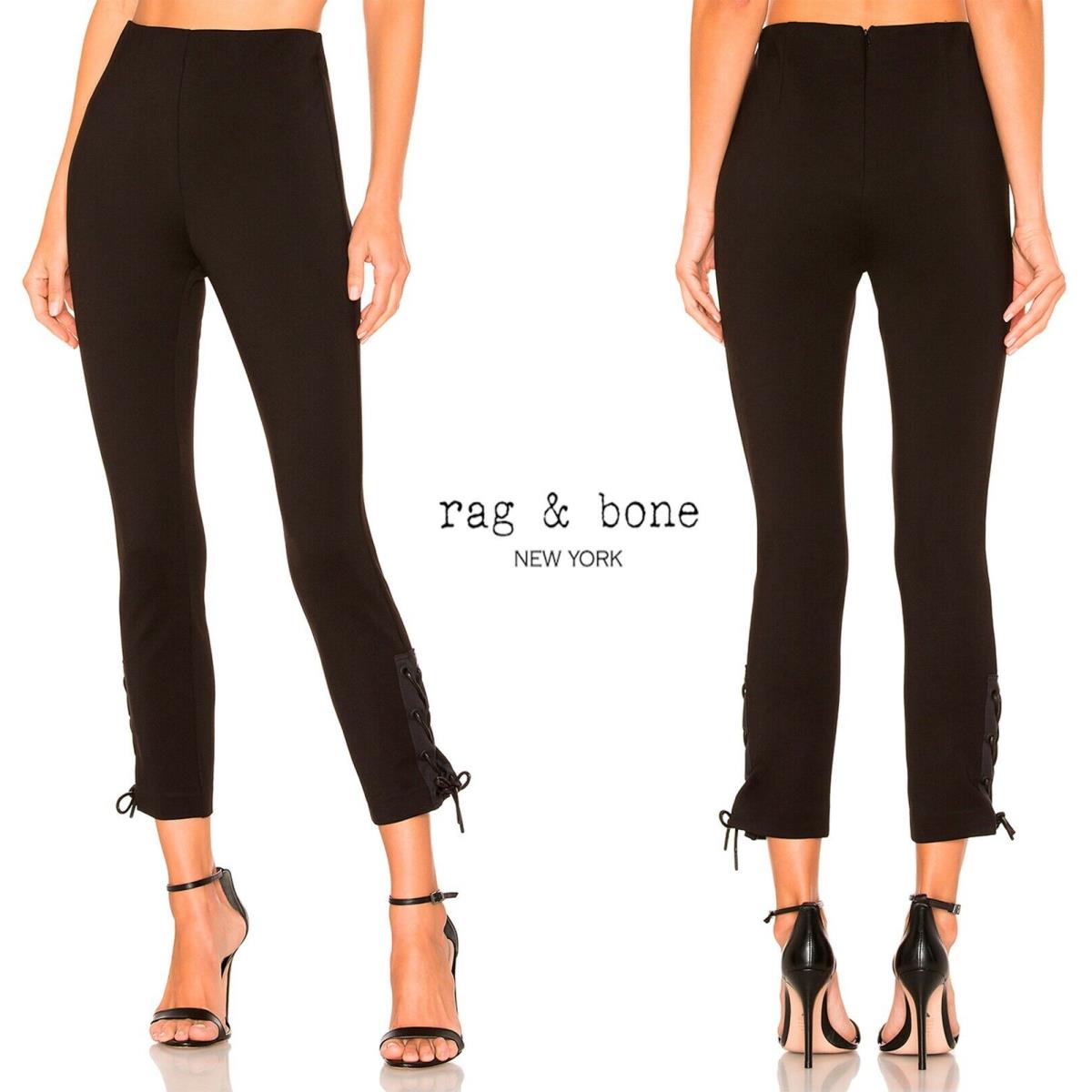 Rag Bone Simone Lace-up Viscose Blend Black Pants. SZ 4