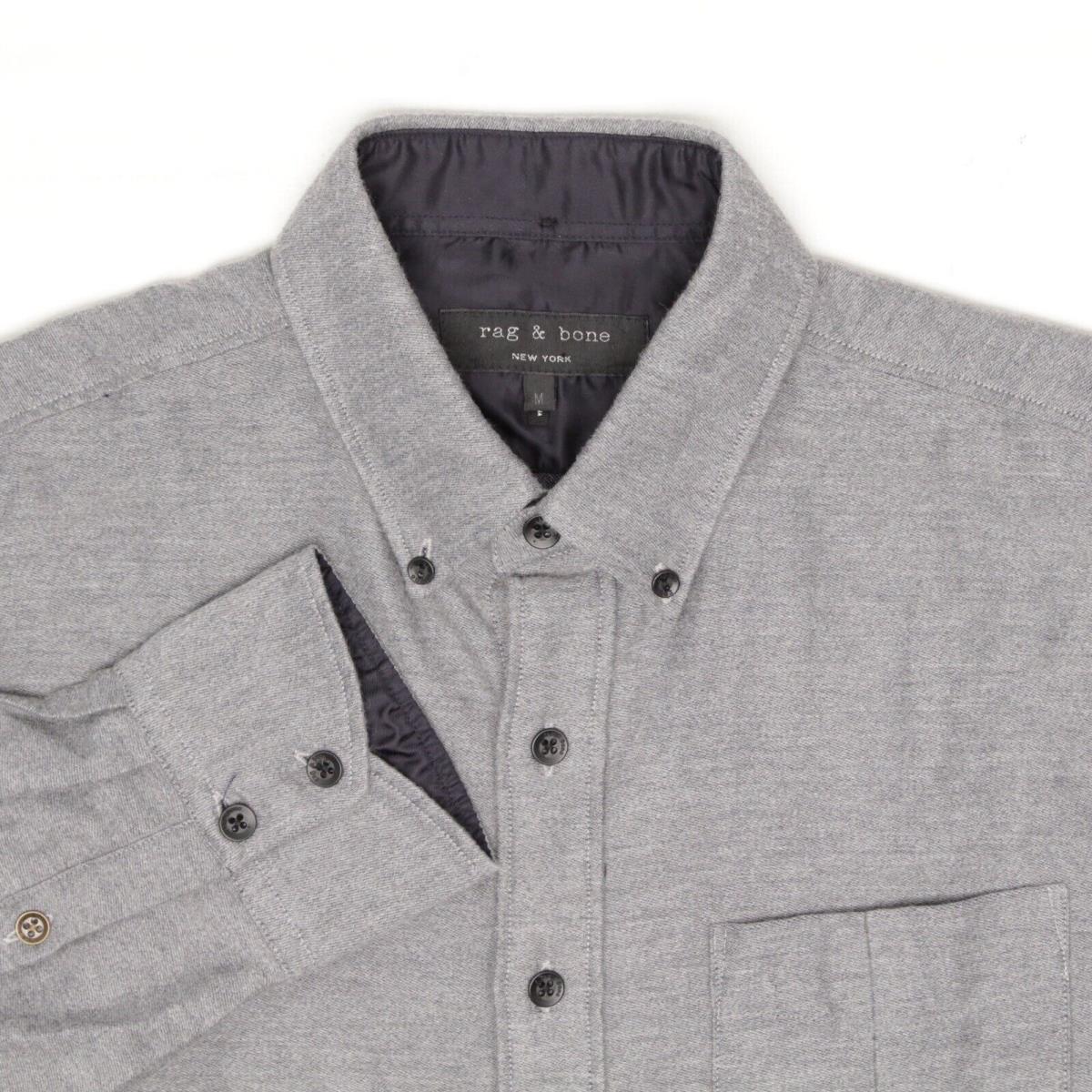 Rag Bone Mens Shirt M Solid Gray Cotton Button Down Collar Pocket Long Sleeve