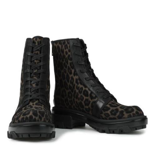 Rag Bone 38 Shaye Leopard Print Suede Combat Boots 7.5