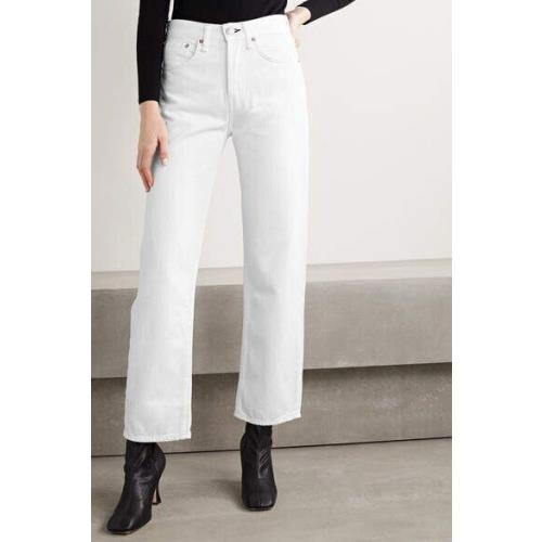 Rag Bone Maya High Rise Ankle Straight Jeans In Worn White Size: 29