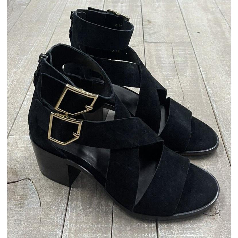 Rag Bone Mari Leather Heel Sandal In Black Suede Size: 36 US 6