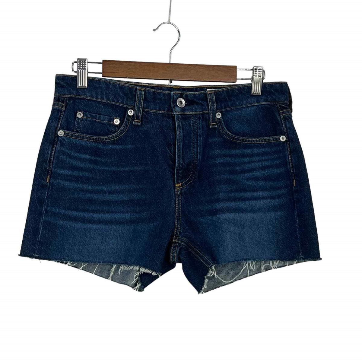 Rag Bone Dre Cut-off Raw Hem Low Rise Denim Shorts Dark Blue Cambria SZ 26