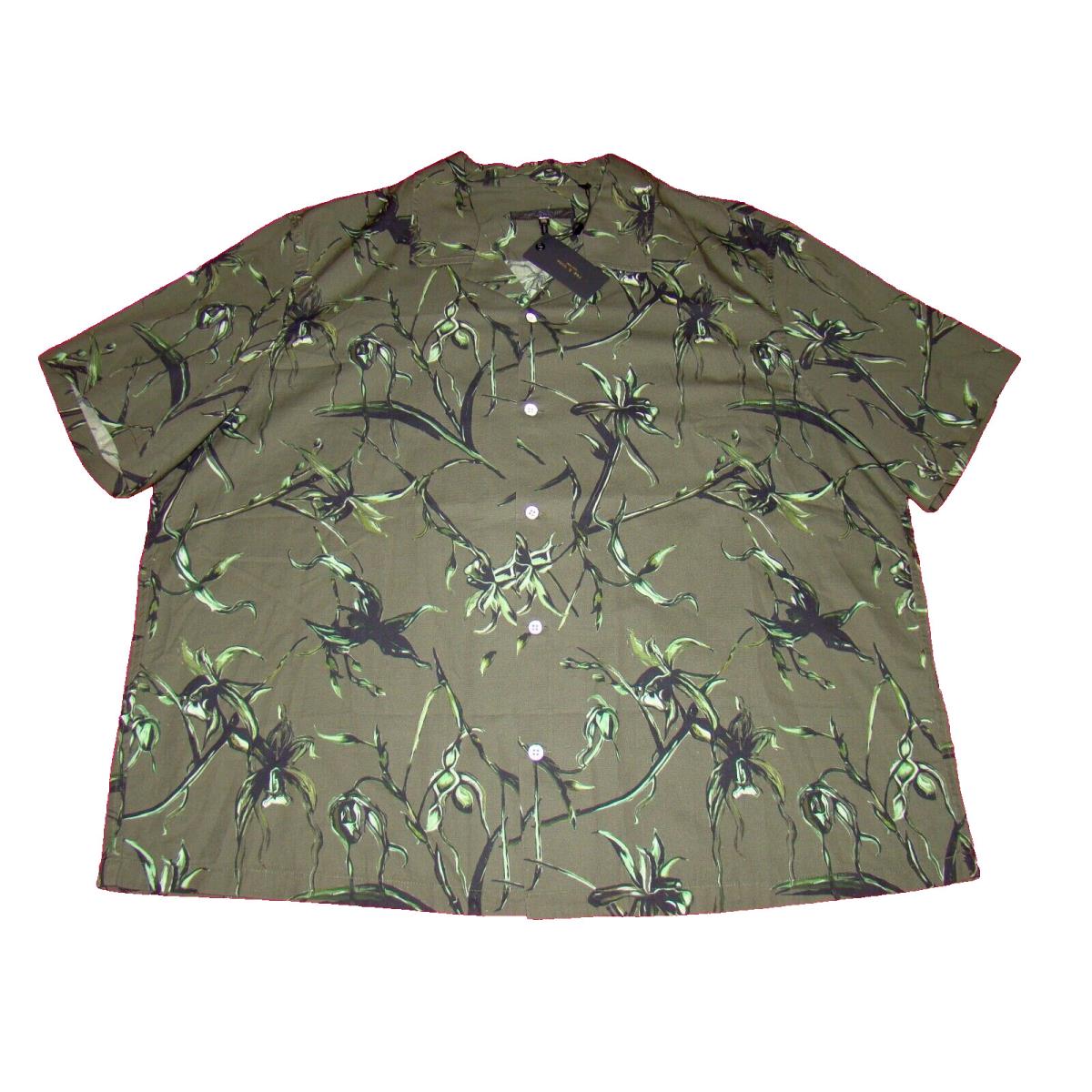 Rag Bone Mens Size 2XL Army Floral Avery Print Short Sleeve Button Shirt