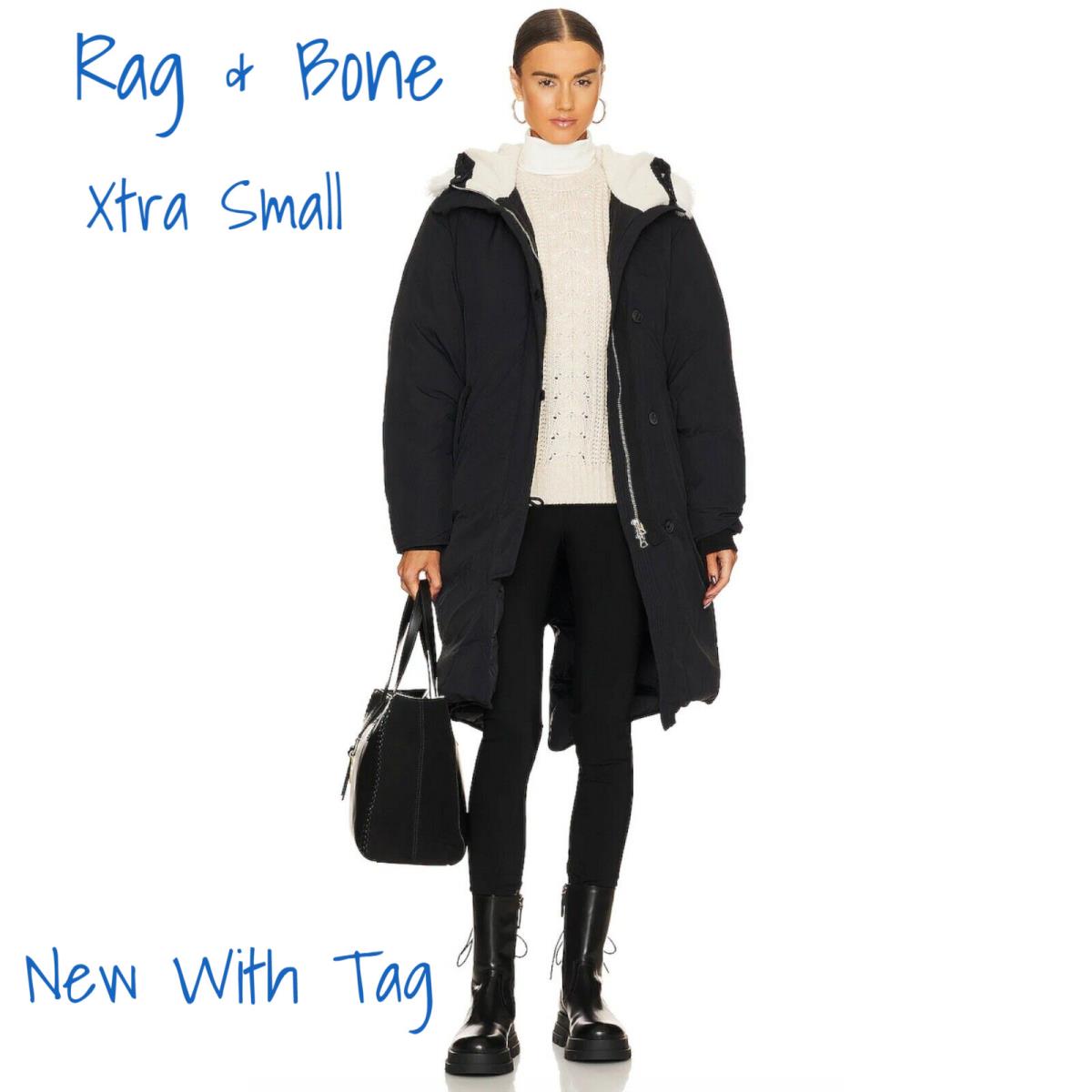 Rag Bone Rae Nylon Puffer Coat in Black Small