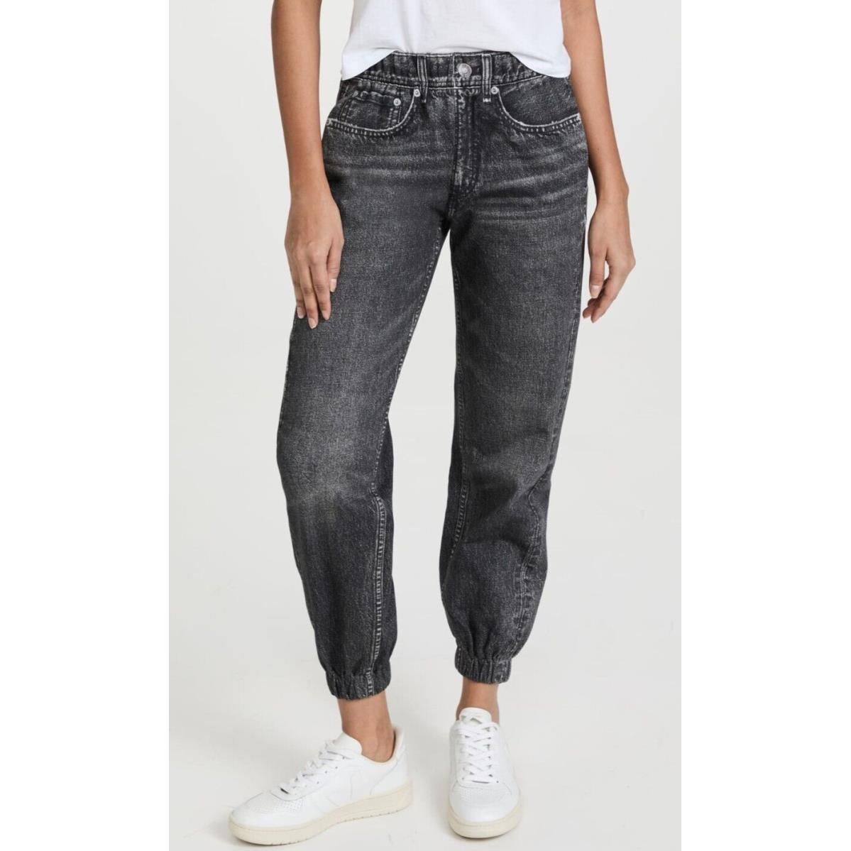 Rag Bone Szxs Miramar Hi-rise Pull-on Printed Terry Jogger Magic Blac