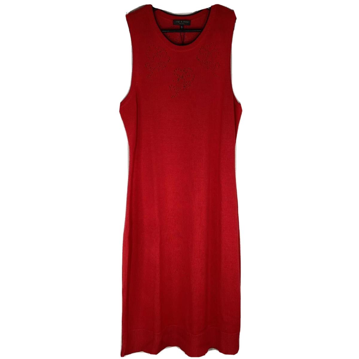 Rag Bone Women Adriana Dress Size L Color Red Knit Floral Cut Out